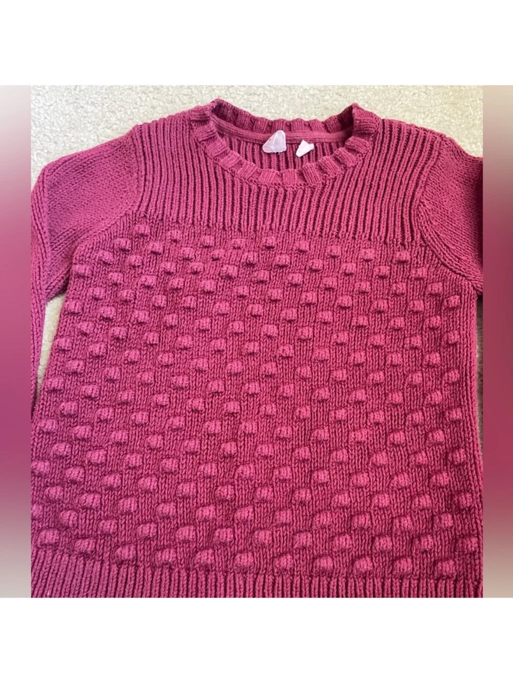 Gap Kids Burgundy Crewneck Sweater with detail